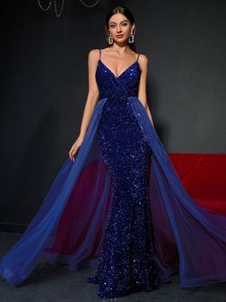 Style FSWD0399 Faeriesty Royal Blue Size 8 Fswd0399 Sequined Floor Length Straight Dress on Queenly