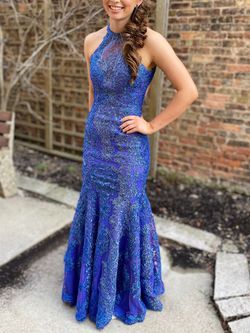 MoriLee Blue Size 0 Train Prom Backless Mermaid Dress on Queenly