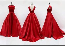 Jovani Couture Red Size 4 Floor Length Velvet Ball gown on Queenly