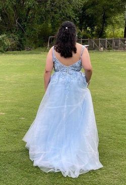Ellie Wilde Light Blue Size 12 Sheer Jewelled Backless Ball gown on Queenly