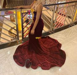 Custom made Red Size 4 Black Tie Prom Mermaid Dress on Queenly