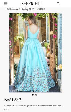 Sherri Hill Blue Size 4 Jewelled Pattern Prom Train Dress on Queenly