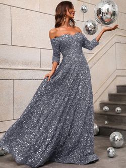 Style FSWD0427 Faeriesty Gray Size 4 Jewelled Jersey Floor Length Fswd0427 A-line Dress on Queenly
