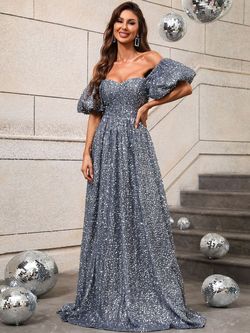 Style FSWD0494 Faeriesty Gray Size 4 Sequined Tall Height Mini A-line Dress on Queenly