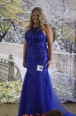 Sherri Hill Royal Blue Size 14 Black Tie Military Mermaid Dress on Queenly
