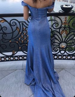 Promgirl Blue Size 4 Free Shipping Train Military Prom Mermaid Dress on Queenly