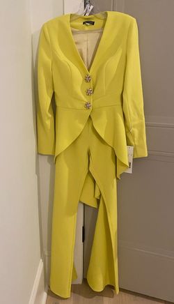 Jovani Yellow Size 2 Jewelled Black Tie Jumpsuit Dress on Queenly