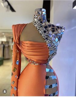 Minna fashion Orange Size 4 Side Slit Custom Straight Dress on Queenly