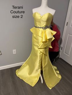 Terani Couture Yellow Size 2 Military Mermaid Dress on Queenly