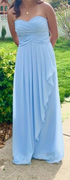 David's Bridal Blue Size 8 50 Off Prom Straight Dress on Queenly
