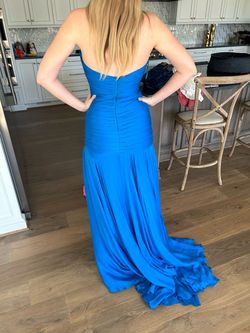 Sherri Hill Blue Size 4 Sequin Black Tie Silk Prom Mermaid Dress on Queenly