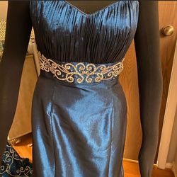 Cinderella Divine Blue Size 8 Navy Party Polyester Military Prom Straight Dress on Queenly