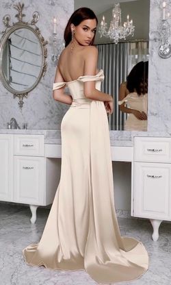 Moda Glam Nude Size 10 Prom Side slit Dress on Queenly