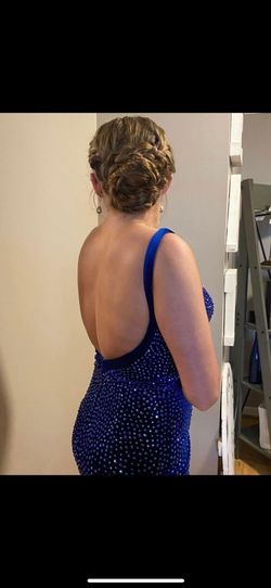 Johnathan Kayne Blue Size 2 Floor Length Backless Prom Sequin Straight Dress on Queenly