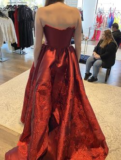 Jovani Red Size 10 Floor Length Pageant Appearance Satin Ball gown on Queenly