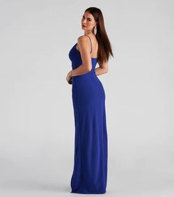 Windsor Royal Blue Size 4 Spaghetti Strap Side slit Dress on Queenly