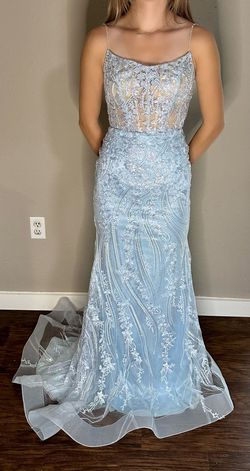 Sherri Hill Blue Size 00 Sorority Formal Prom Black Tie Pageant Mermaid Dress on Queenly