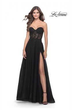 La Femme Black Tie Size 2 Floor Length A-line Dress on Queenly