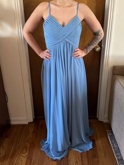 Azazie Blue Size 6 Free Shipping Prom Straight Dress on Queenly