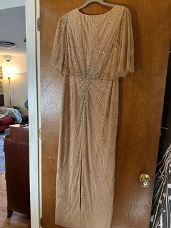 Adrianna Papell Gold Size 6 Military Prom Mermaid Dress on Queenly