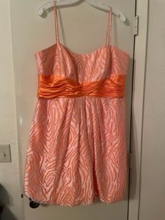 Style F391116 David's Bridal Orange Size 18 Midi Cocktail Dress on Queenly
