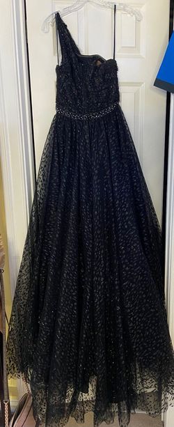madeline gardener Black Size 8 Floor Length Side Slit A-line Dress on Queenly