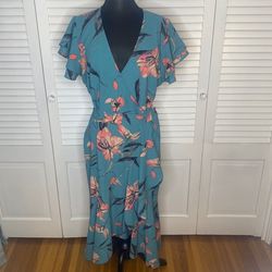 a new day Blue Size 24 Midi Bridal Shower Sleeves Cocktail Dress on Queenly