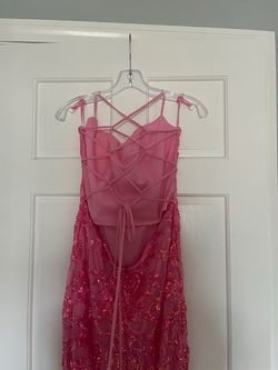 La Femme Pink Size 12 Plus Size Floor Length Mermaid Dress on Queenly