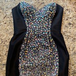 Jovani Black Size 4 Sequined Mermaid Dress on Queenly