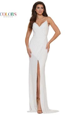Style 2659 Colors White Size 2 Tall Height Side slit Dress on Queenly