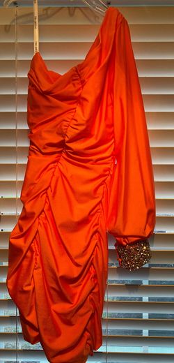 Sherri Hill Orange Size 4 Midi Homecoming Cocktail Dress on Queenly