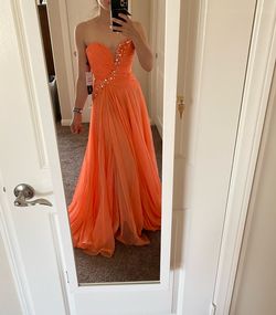 Sherri Hill Orange Size 0 Pageant Side slit Dress on Queenly