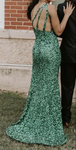 Sherri Hill Green Size 4 Floor Length Straight Dress on Queenly