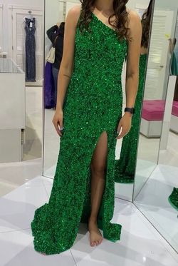 Sherri Hill Green Size 4 Military Floor Length Tall Height Straight Dress on Queenly