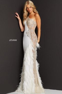 Jovani White Size 00 Black Tie Sequined Straight Dress on Queenly