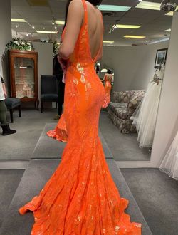Jovani Orange Size 2 Pageant Short Height Mermaid Dress on Queenly