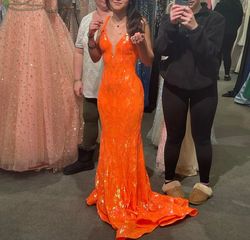Jovani Orange Size 2 Pageant Short Height Mermaid Dress on Queenly