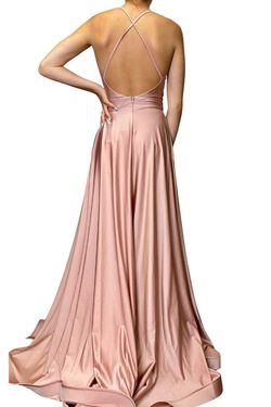 Style 341 Jessica Angel Light Pink Size 4 Prom Bridesmaid Cut Out Side slit Dress on Queenly