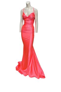 Style 813 Jessica Angel Orange Size 4 Tall Height Spaghetti Strap Mermaid Dress on Queenly