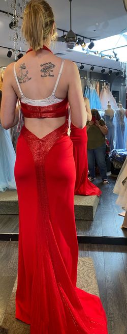 Sherri Hill Red Size 4 Prom Straight Dress on Queenly