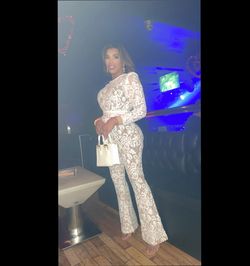 White Size 12 Jumpsuit Dress on Queenly