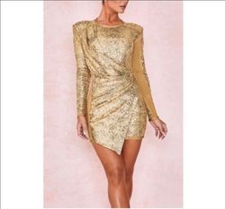 House of CB Gold Size 0 Nightclub Midi Cocktail Dress on Queenly