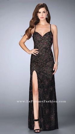 La Femme Black Size 4 Prom Backless Military Straight Dress on Queenly