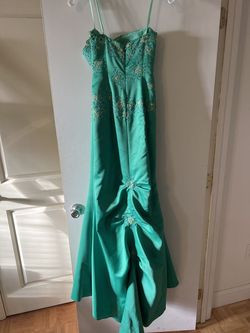Party Time Green Size 6 Strapless Military Prom Mermaid Dress on Queenly