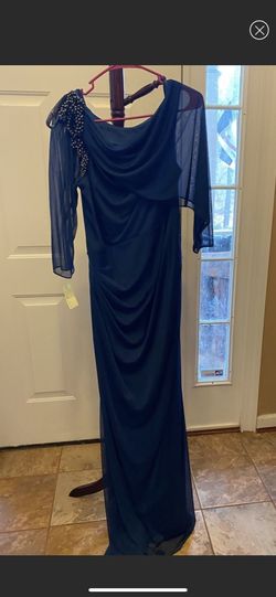 Adrianna Papell Blue Size 16 Gala Navy Plus Size Floor Length Straight Dress on Queenly