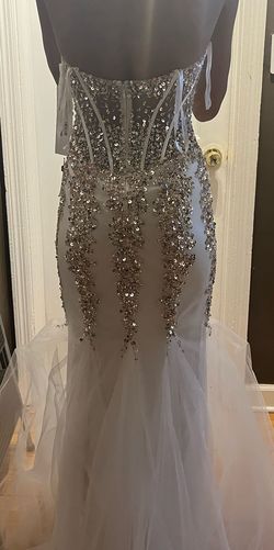 Jovani White Size 0 Floor Length Pageant Train Appearance Mermaid Dress on Queenly