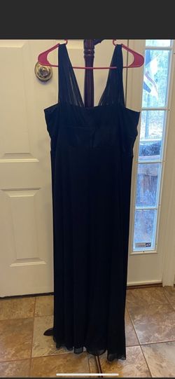 Onyx Nite Black Size 14 Floor Length Silk Plus Size Straight Dress on Queenly