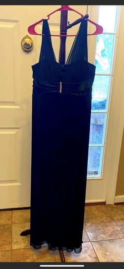 Onyx Nite Black Size 14 Floor Length Silk Plus Size Straight Dress on Queenly
