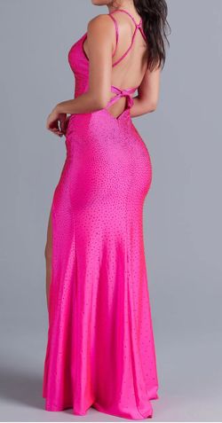 Promgirl Pink Size 4 Floor Length Jewelled Side slit Dress on Queenly