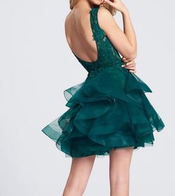 Ellie Wilde Green Size 10 Floor Length Plunge Ruffles A-line Dress on Queenly